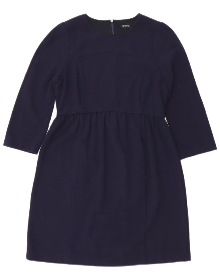 Zara Damen Basic-Kleid mit 3/4-Ärmeln, Größe M, Marineblau