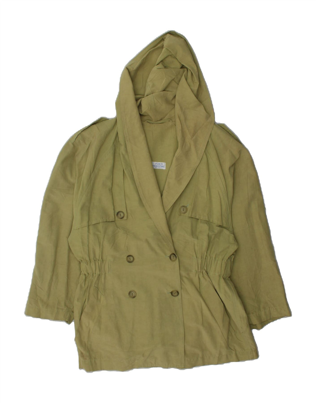 VINTAGE Womens Hooded Overcoat UK 12 Medium Green Viscose Vintage Vintage and Second-Hand Vintage from Messina Hembry 