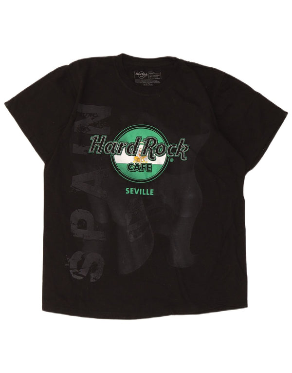 Hard Rock Cafe Damen Seville Graphic T-Shirt Top UK 14 Mittelschwarze Baumwolle