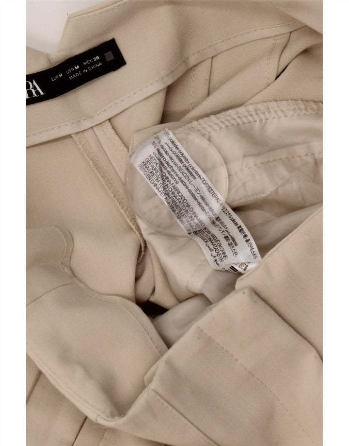 Zara Damen-Anzughose, konisch zulaufend, Größe M, W28, L26, gebrochenes Weiß, Polyester