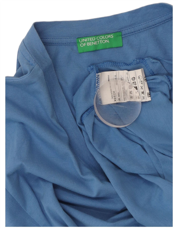 BENETTON Womens Loose Fit T-Shirt Top UK 6 XS Blaue Baumwolle