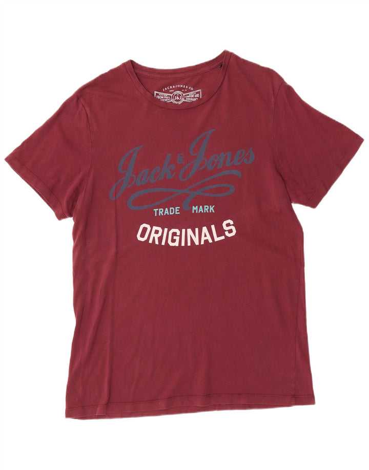 Jack & Jones Herren-T-Shirt mit Grafik, Größe L, Kastanienbraun, Baumwolle