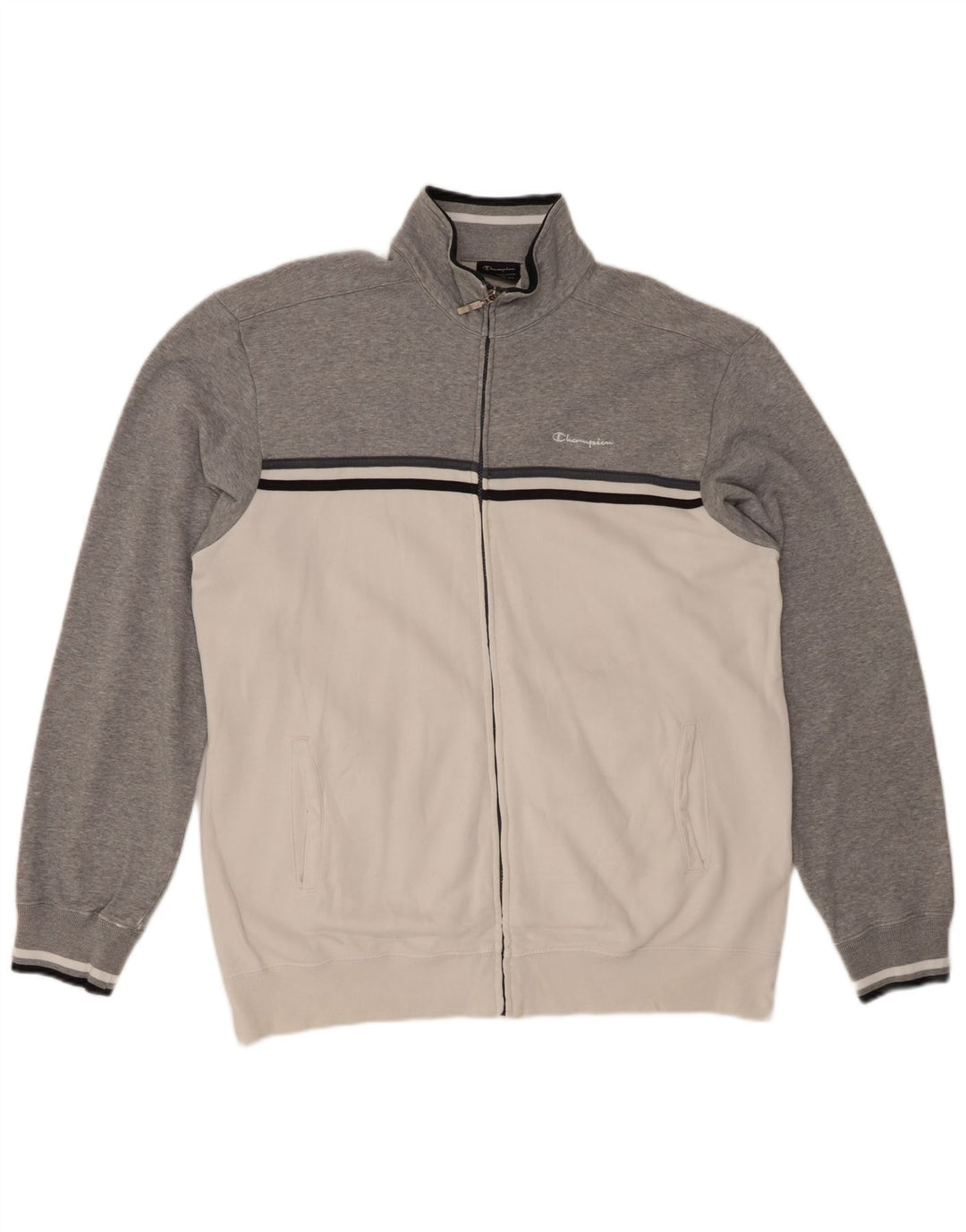 CHAMPION Herren-Trainingsanzug-Oberteil, Jacke, 2XL, weiße Colourblock-Baumwolle