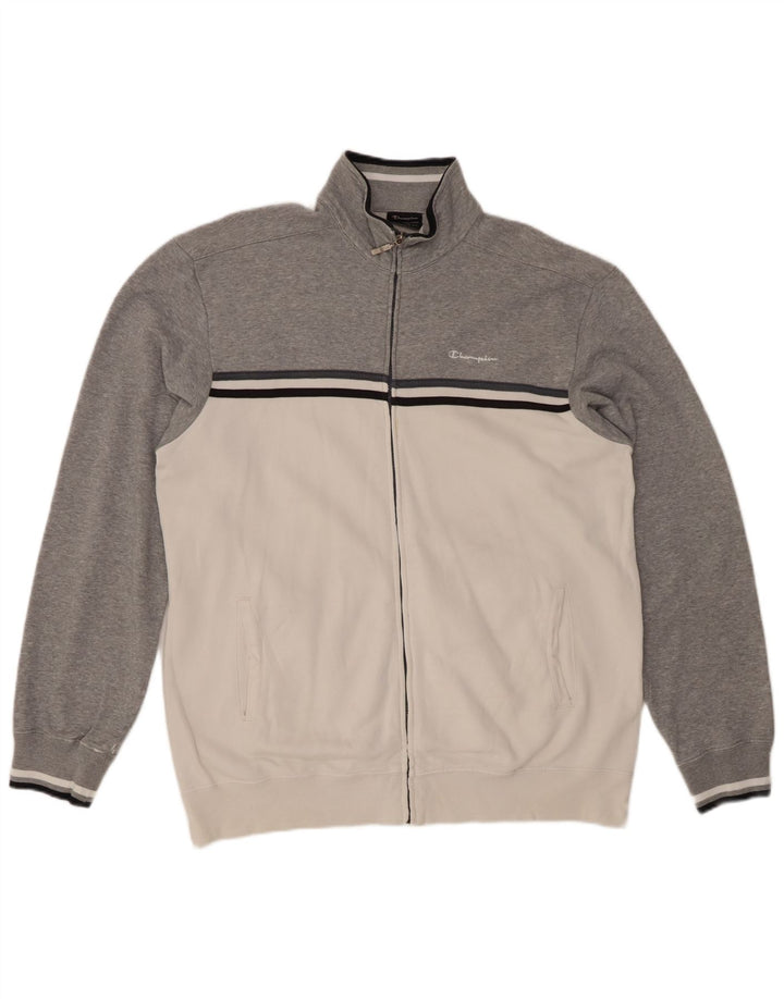 CHAMPION Herren-Trainingsanzug-Oberteil, Jacke, 2XL, weiße Colourblock-Baumwolle
