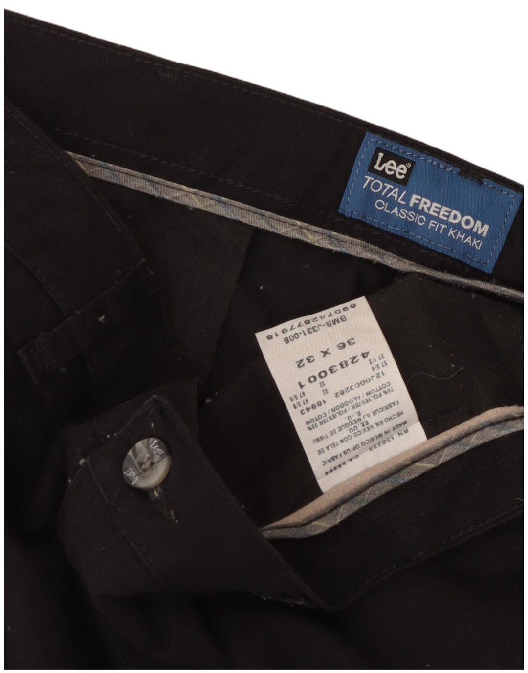 LEE Herren Total Freedom Classic Fit Straight Chino Hose W36 L32 Schwarz