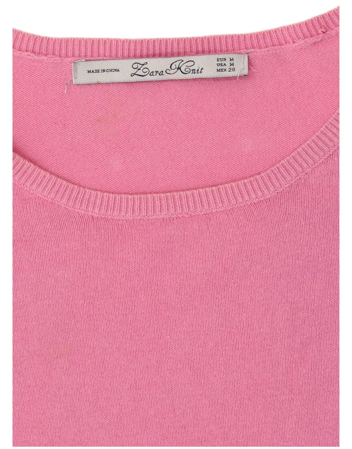 Zara Damen-Pullover, übergroß, Rundhalsausschnitt, Gr. 14, Mittelrosa