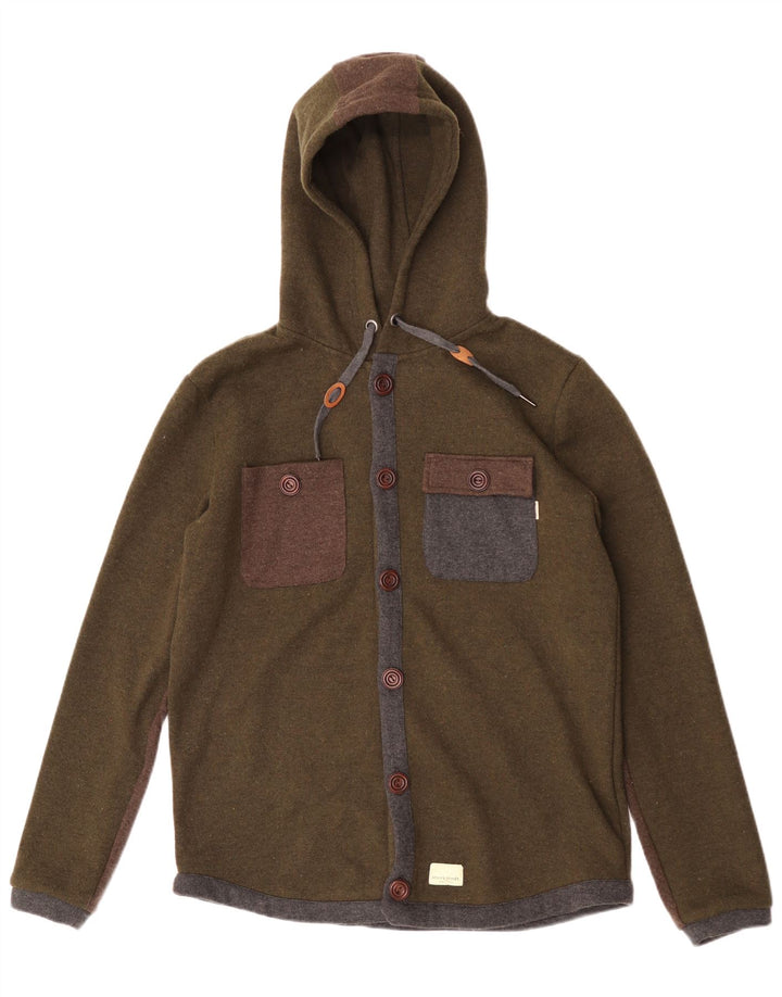 Anerkjendt Herren-Strickjacke mit Kapuze, XL, grünes Farbblock-Polyester