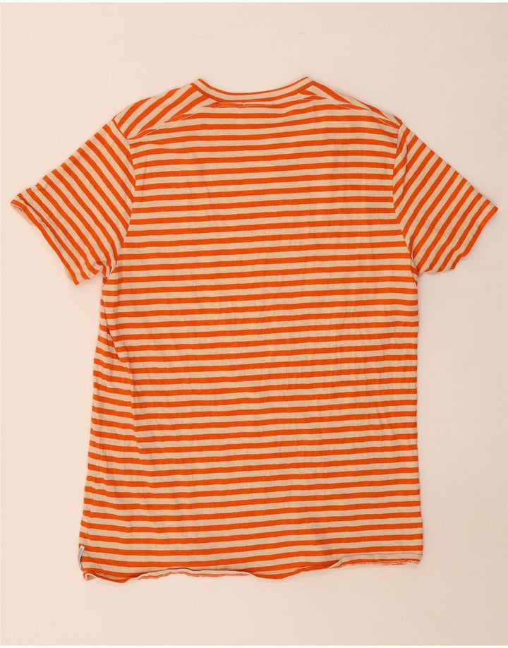 SCOTCH & SODA Damen T-Shirt Top UK 14 Große orange gestreifte Baumwolle