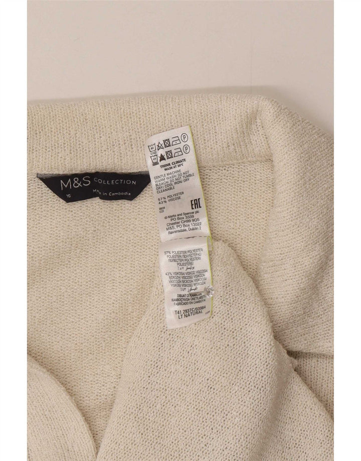 Marks & Spencer Damen Poloshirt UK 16 Large Off White Polyester