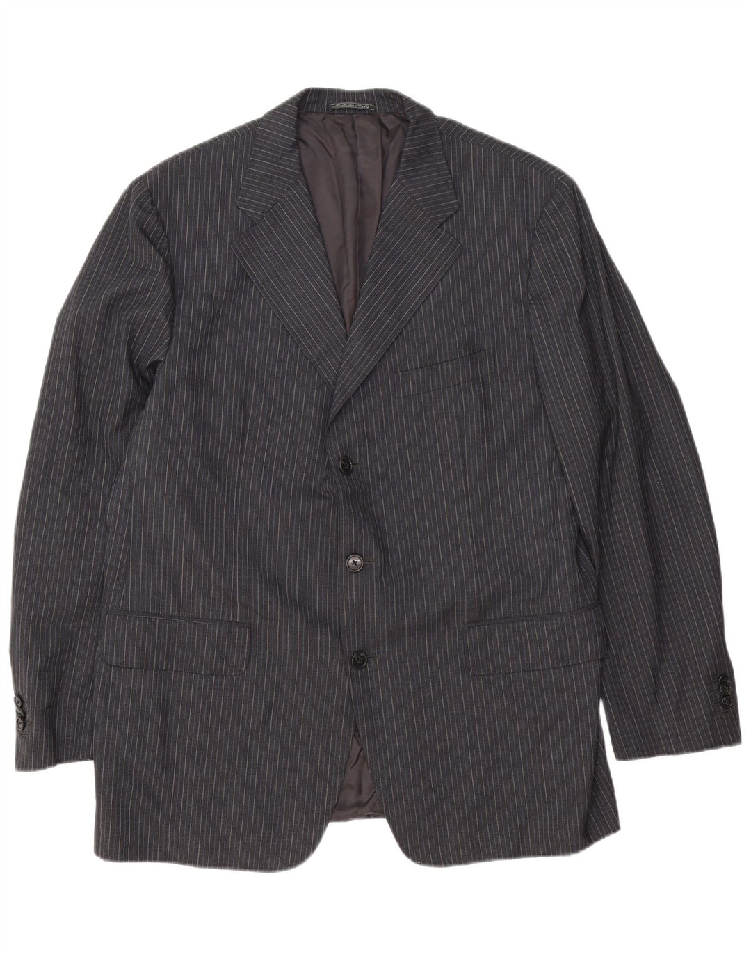 Corneliani Herren-Blazer mit 3 Knöpfen, IT 54 2XL, graue Nadelstreifen-Schurwolle