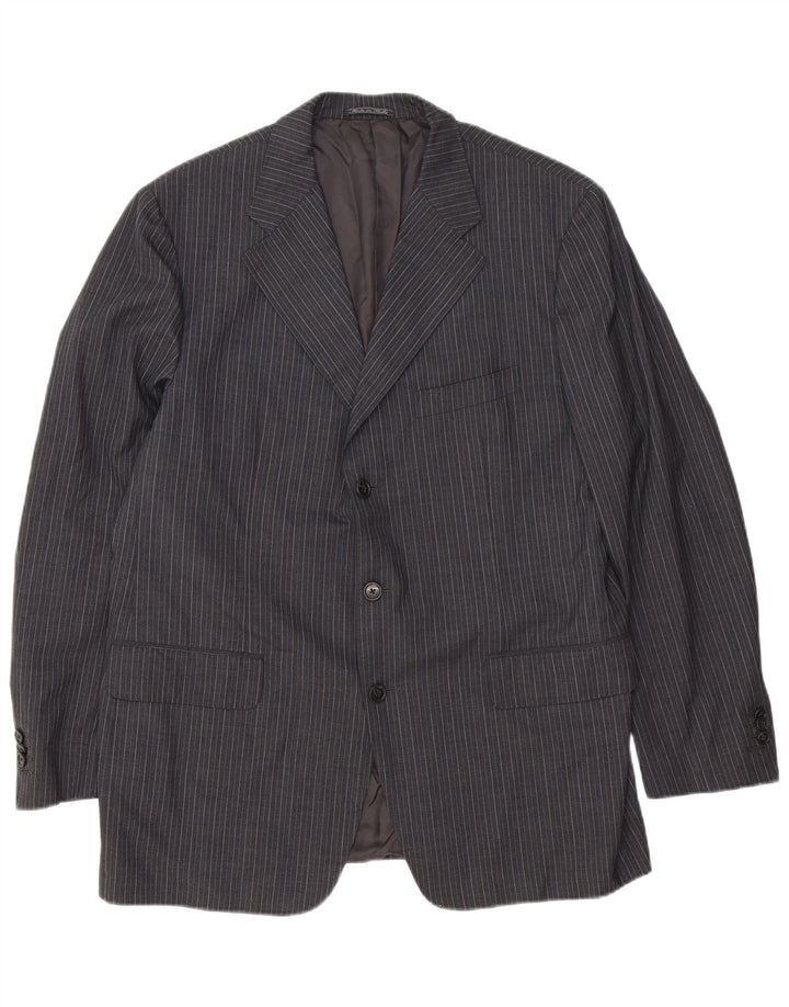 Corneliani Herren-Blazer mit 3 Knöpfen, IT 54 2XL, graue Nadelstreifen-Schurwolle