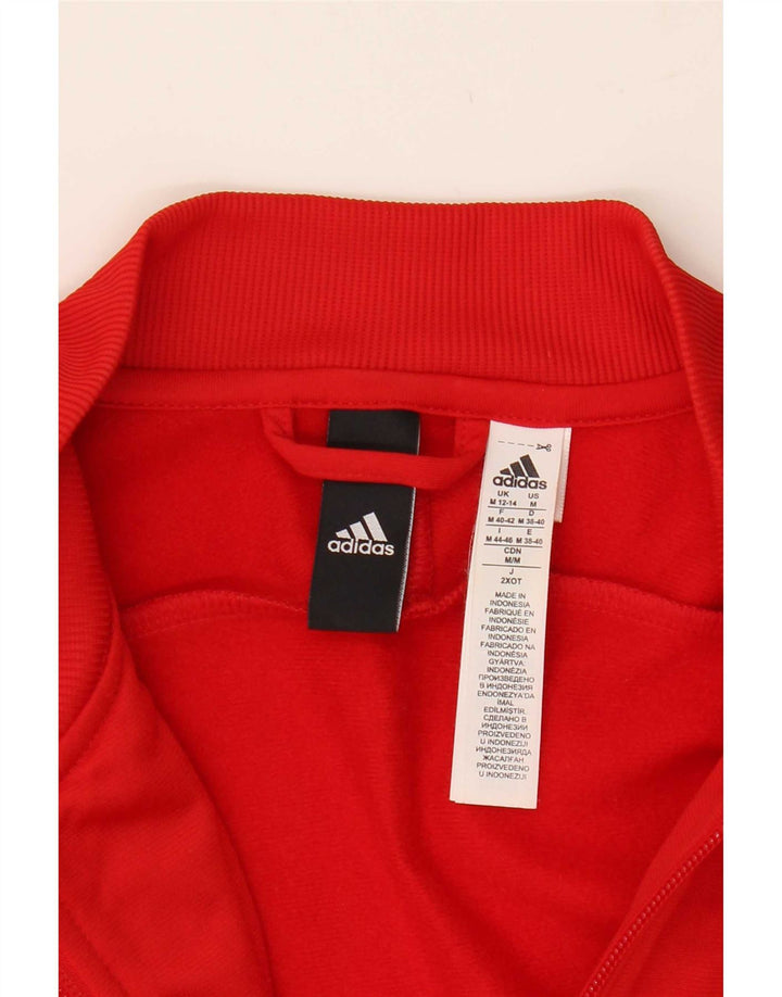 Adidas Womens Tracksuit Top Jacket UK 12/14 Medium Red Polyester