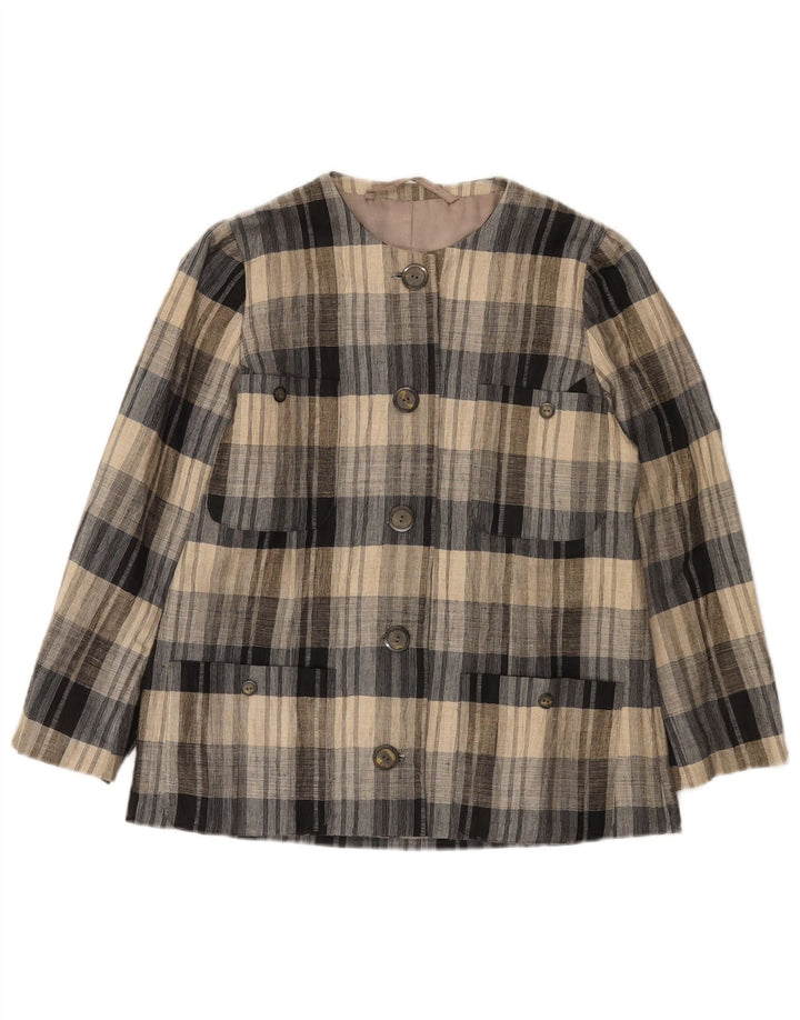 Vintage Damen 5-Knopf-Blazerjacke UK 10 Small Grey Check