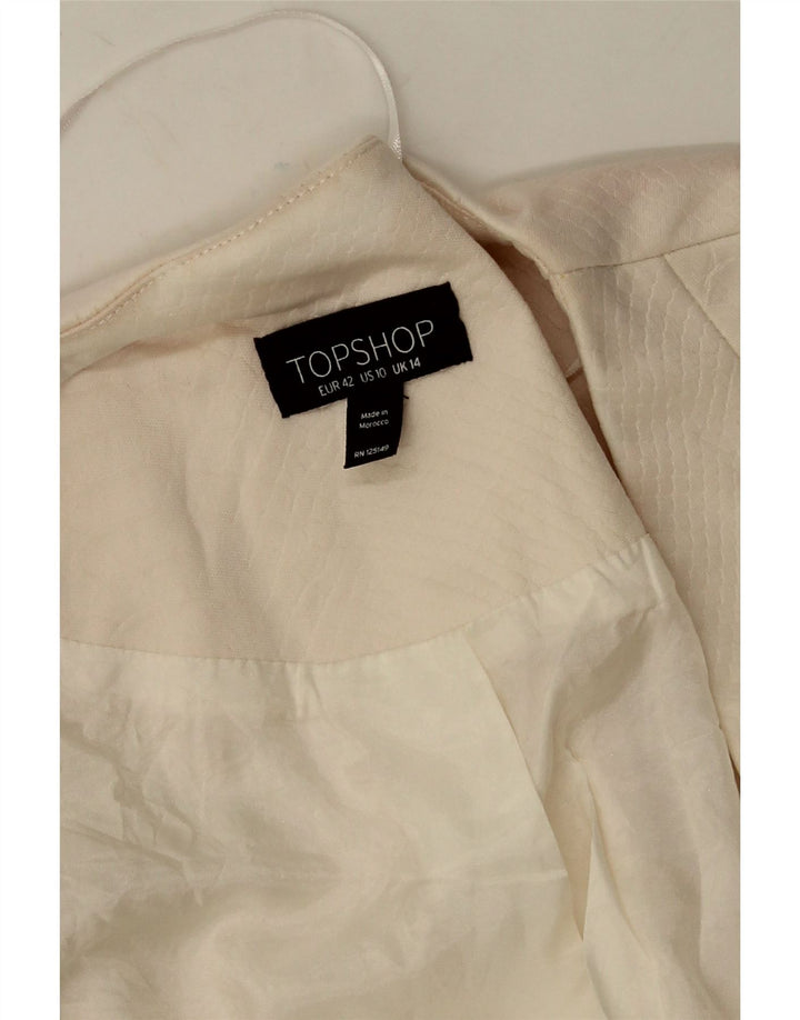 Offene Blazerjacke für Damen von Topshop, Gr. 44, groß, cremefarben, mit Tiermuster
