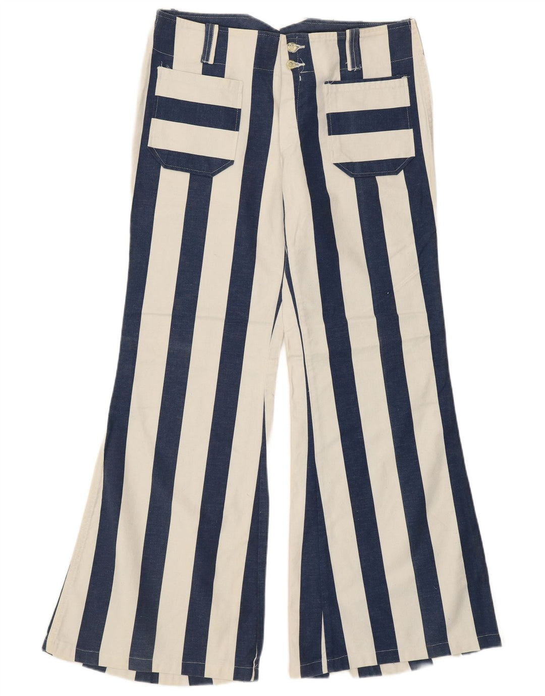 VINTAGE Damen Freizeithose mit hoher Taille IT 48 XL W34 L31 Blau Retro