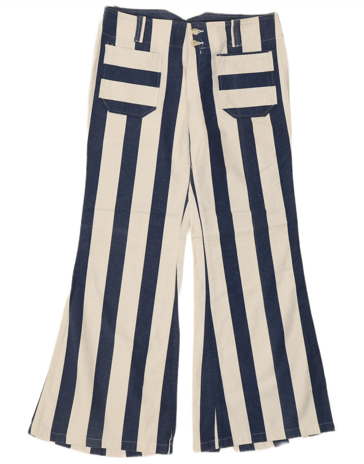 VINTAGE Damen Freizeithose mit hoher Taille IT 48 XL W34 L31 Blau Retro