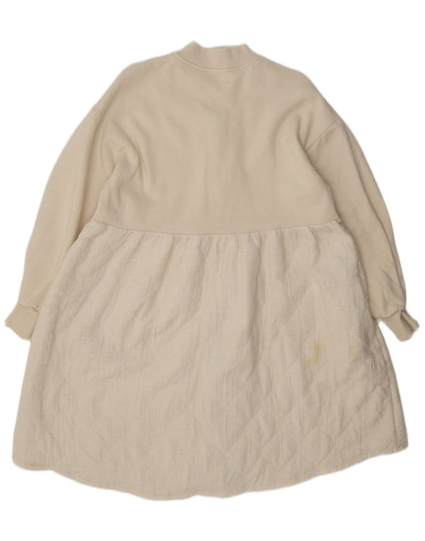 Zara Damen-Kleid mit durchgehendem Reißverschluss, UK 14, mittelweiße Baumwolle