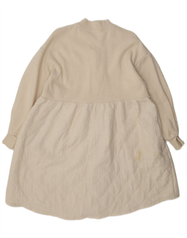 Zara Damen-Kleid mit durchgehendem Reißverschluss, UK 14, mittelweiße Baumwolle