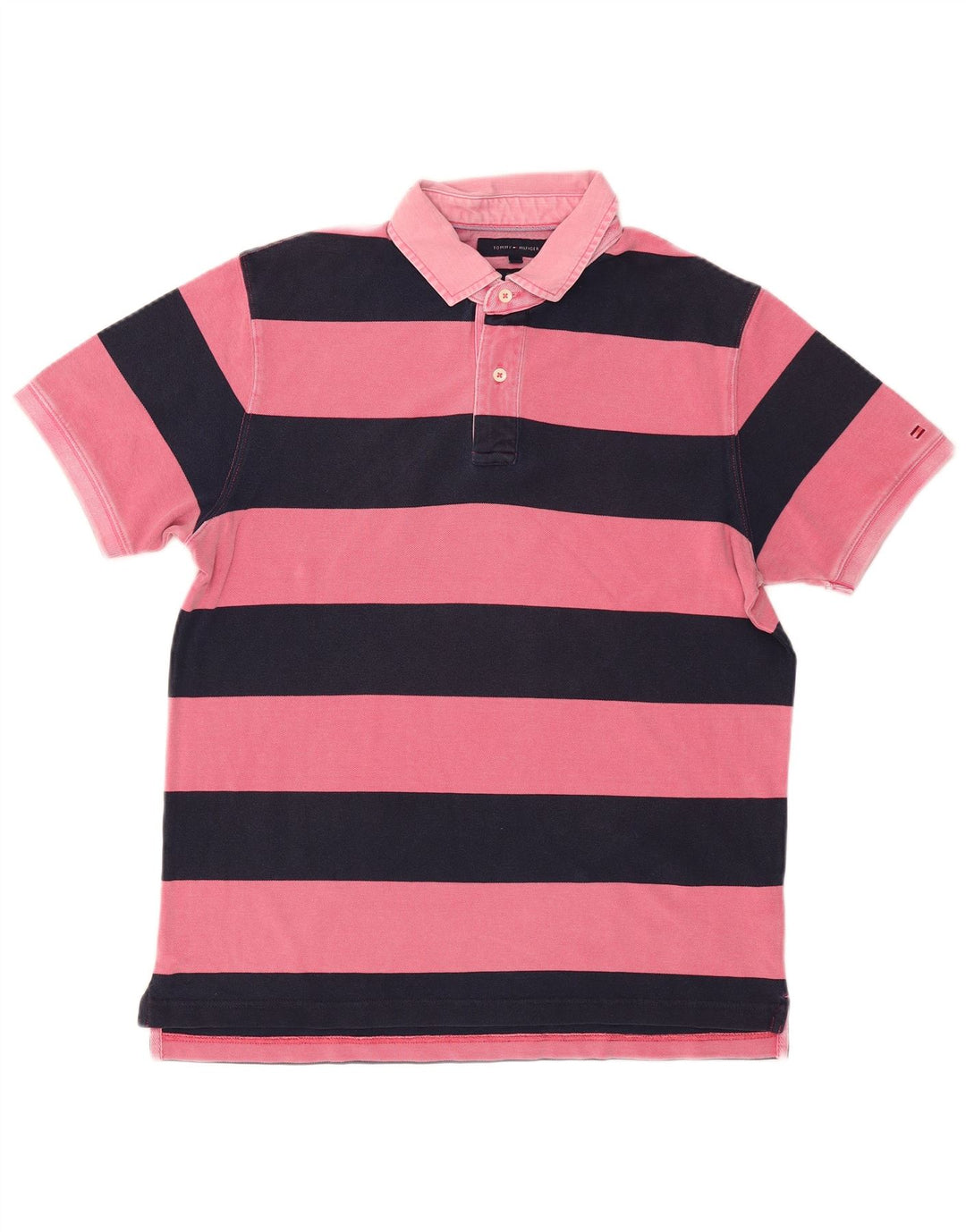 TOMMY HILFIGER Herren Slim Fit Rugby Poloshirt XL Rosa gestreift