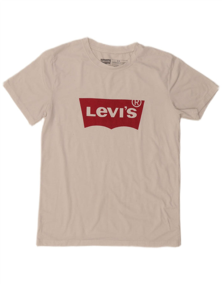 LEVI'S Damen Coupe Standard Graphic T-Shirt Top UK 10 Small Weiß