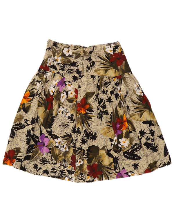 Vintage Damen A-Linie Rock W26 Small Beige Floral