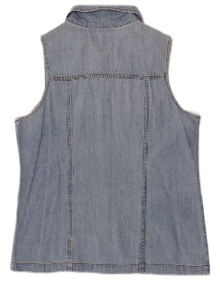 Vintage Damen Ärmelloses Jeanshemd UK 12 Mittelblau