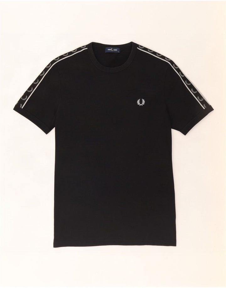 Fred Perry Herren Grafik-T-Shirt-Oberteil aus mittelschwarzer Baumwolle