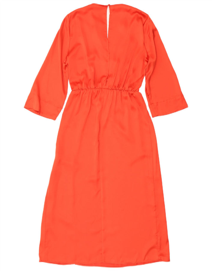 ZARA Damen-Maxikleid mit 3/4-Ärmeln, Gr. 40, Orange, Polyester