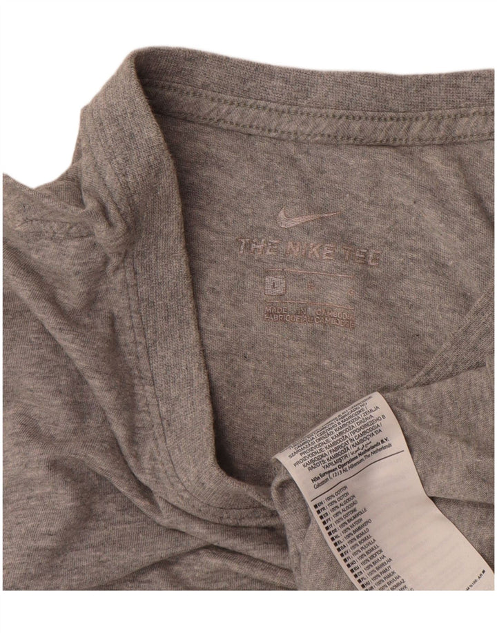 Nike Herren-T-Shirt mit Swoosh-Grafik, Größe L, aus grauer Baumwolle