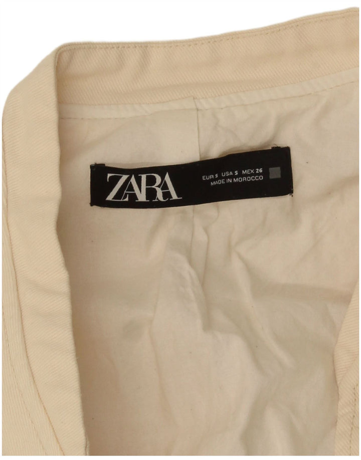 Zara Damen Crop Bomberjacke UK 10 Small Off White