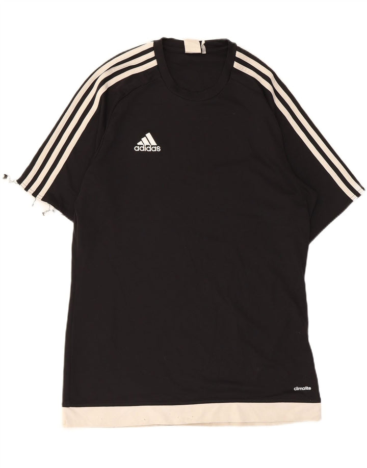Adidas Herren Climalite T-Shirt Top Medium Schwarz Colourblock Polyester