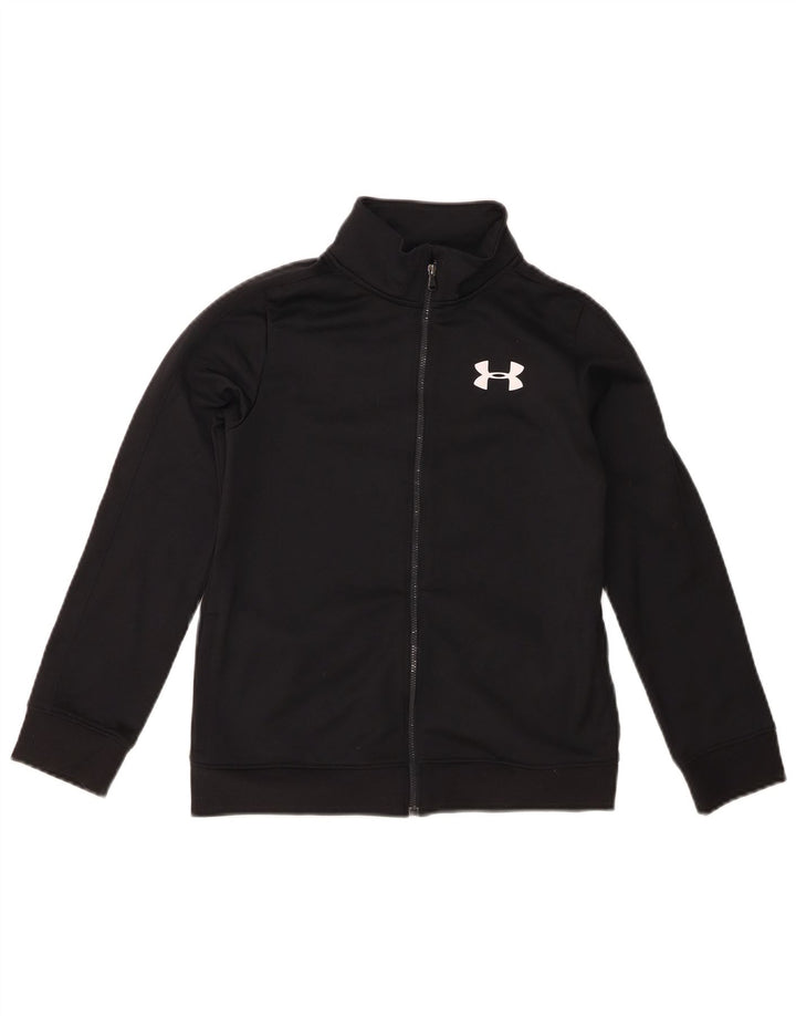 UNDER ARMOUR Boys Tracksuit Top Jacket 9-10 Years Medium Black Polyester
