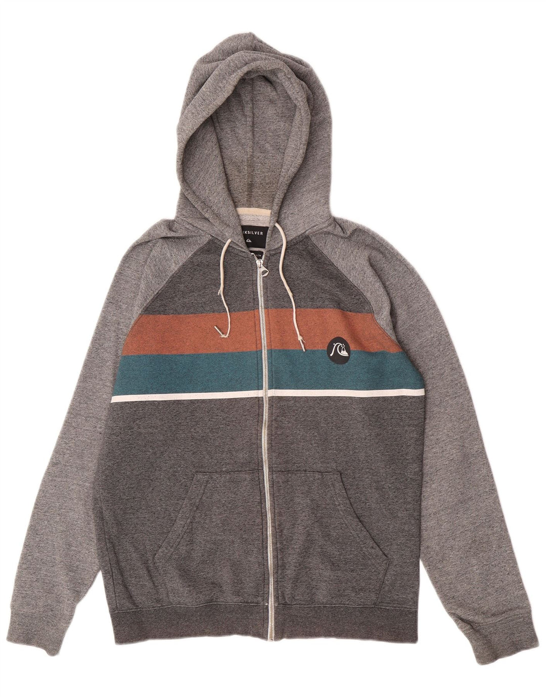 QUIKSILVER Herren-Kapuzenpullover mit Reißverschluss, mittelgraue Colourblock-Baumwolle