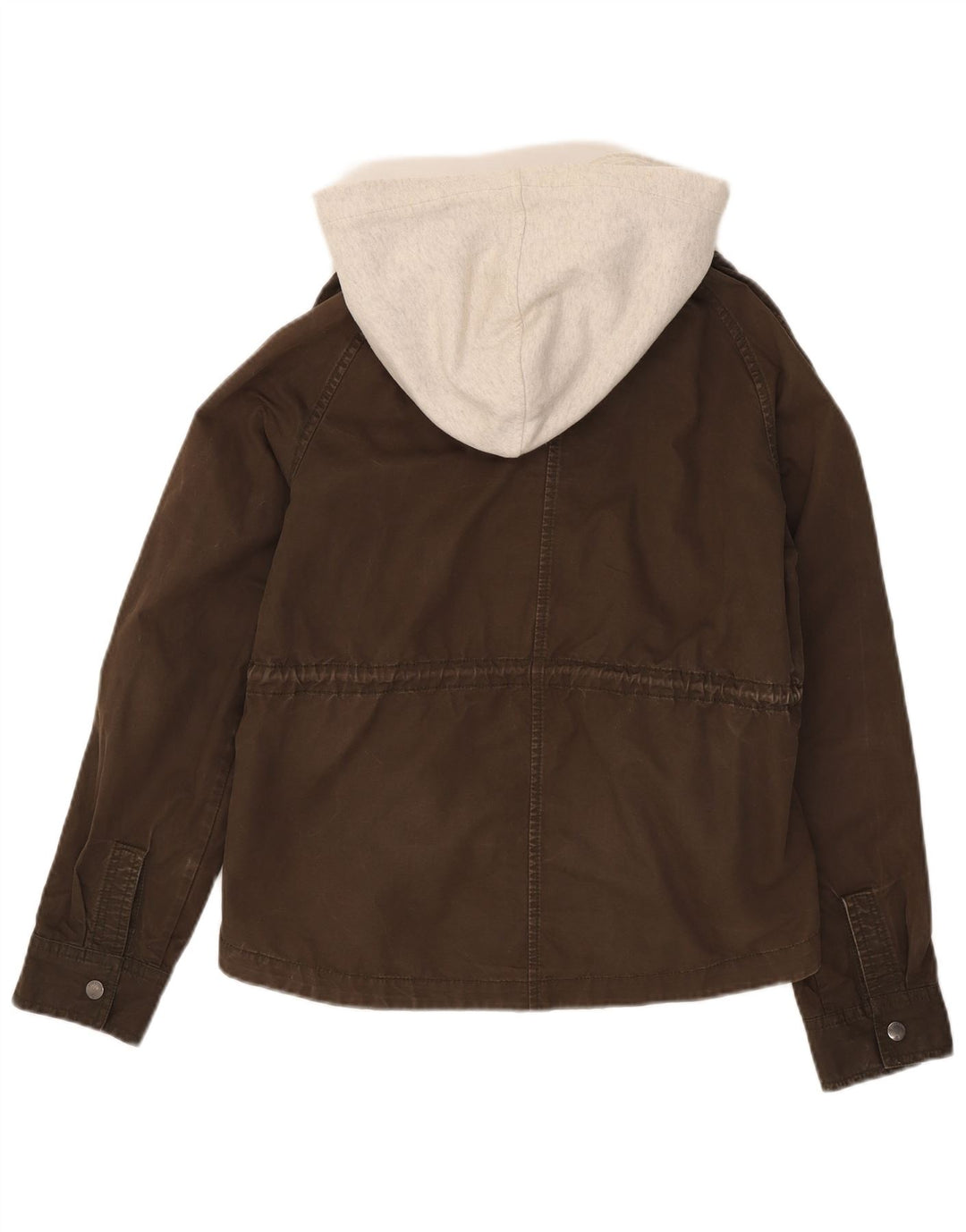 Superdry Damen-Bomberjacke mit Kapuze, UK 14, mittlere Khaki-Farbblock-Baumwolle