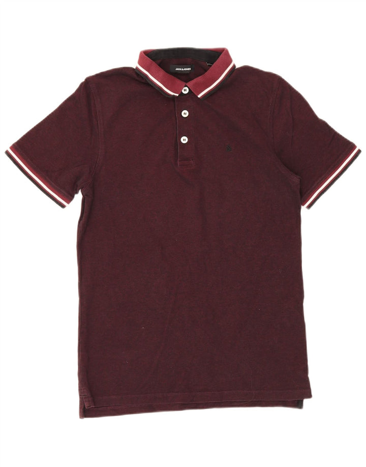JACK & JONES Herren-Poloshirt aus mittlerer burgunderroter Baumwolle