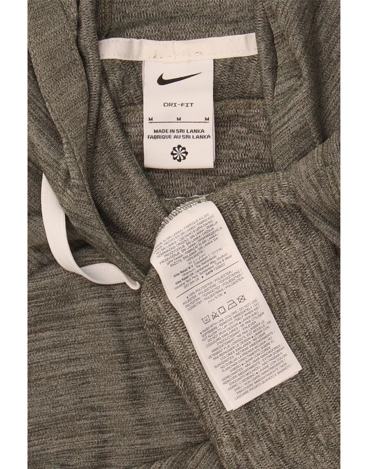 NIKE Mens Dri Fit Hooded Top Long Sleeve Medium Grey Flecked Polyester