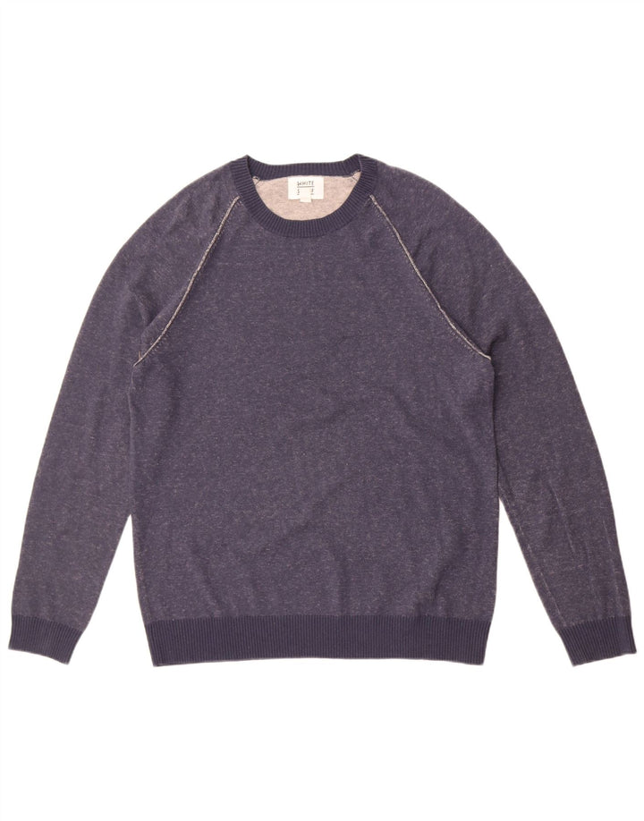 White Stuff Herren-Pullover mit Rundhalsausschnitt, groß, marineblaue Baumwolle