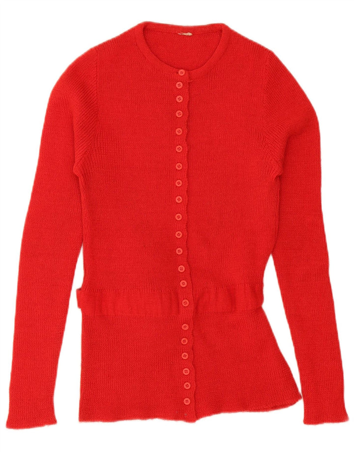 Vintage Damen Cardigan Pullover UK 12 Mittelrot