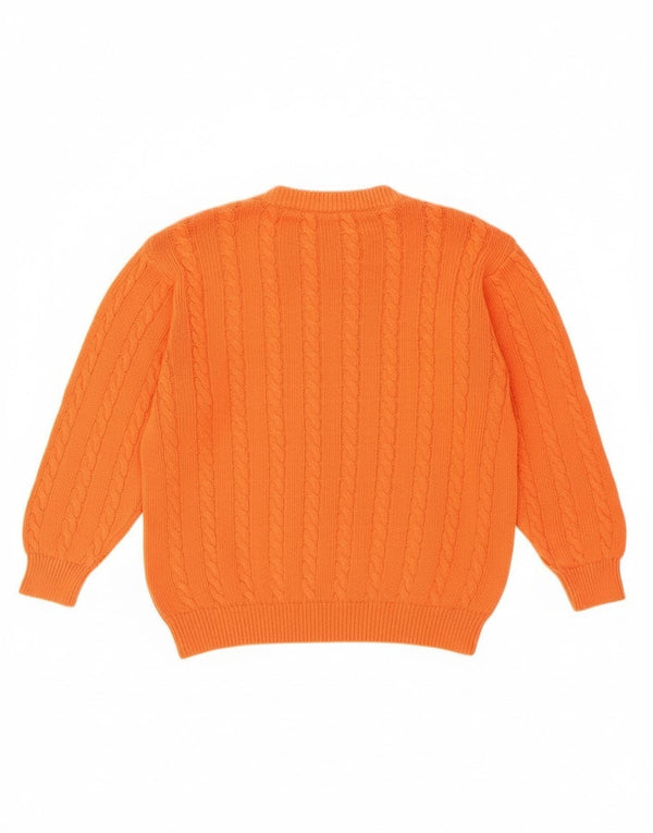 Benetton Damen-Pullover mit Rundhalsausschnitt, UK 14, mittelorange Baumwolle