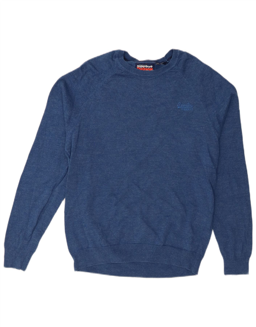 SUPERDRY Herren-Pullover mit U-Boot-Ausschnitt, mittelblaue Baumwolle