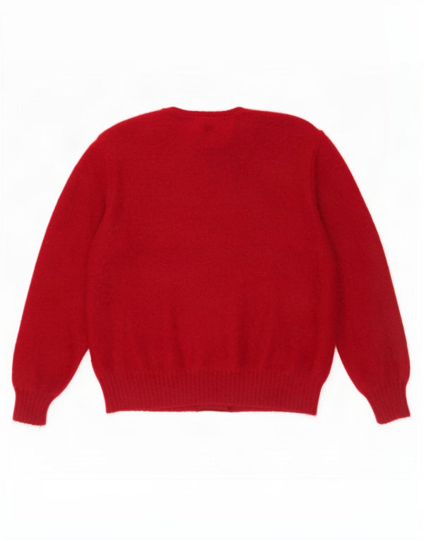 Vintage Damen Cardigan Pullover UK 16 Großes rotes Blumenmuster