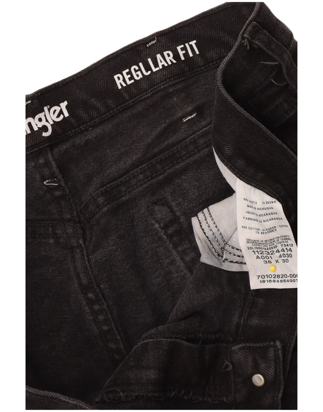 Wrangler Herren-Jeans mit normaler Passform, gerade Passform, W38, L30, schwarze Baumwolle