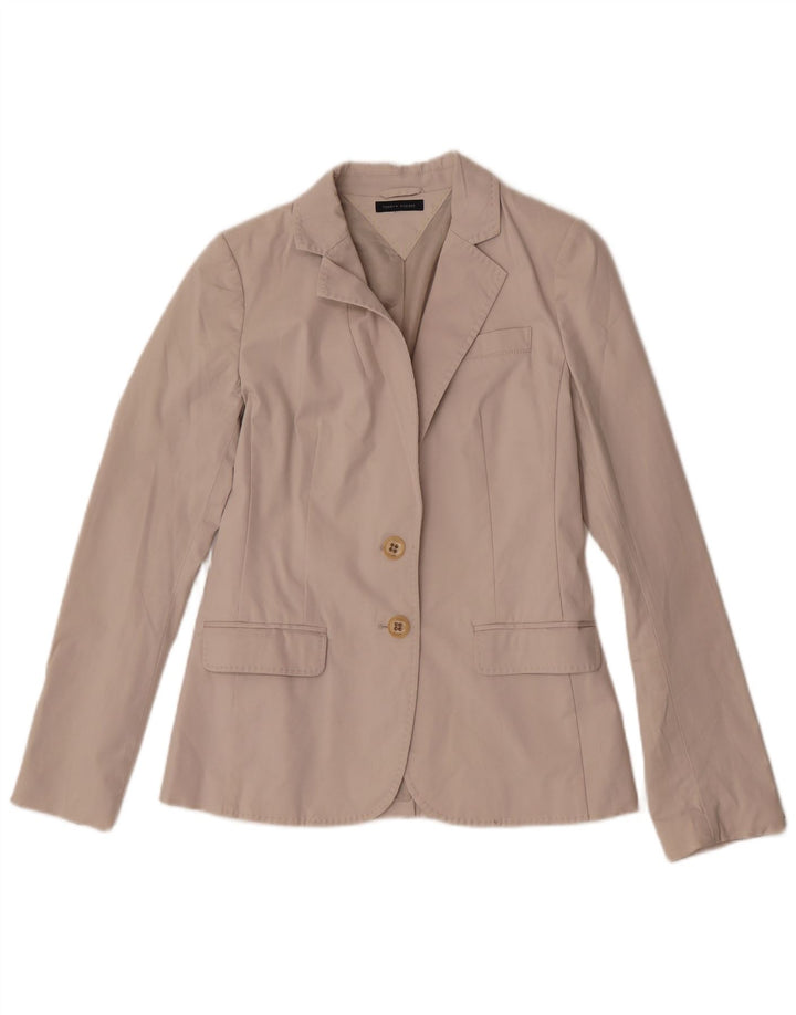 Tommy Hilfiger Damen-Blazer mit 2 Knöpfen, Gr. 8, Größe S, cremefarbene Baumwolle