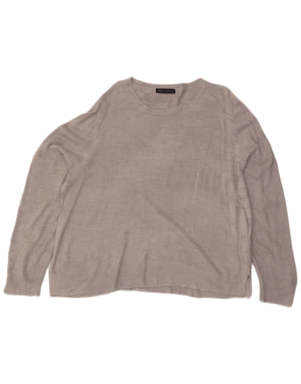 Marks & Spencer Damen-Pullover mit U-Boot-Ausschnitt, UK 24 4XL, graues Acryl
