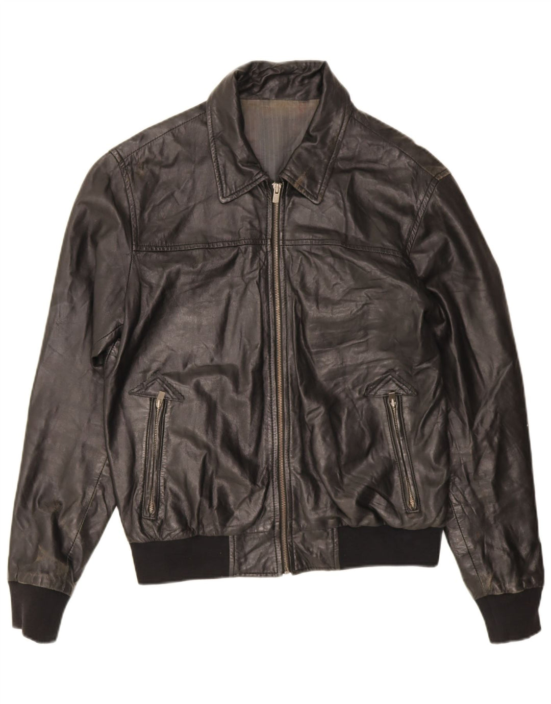Vintage Herren Lederjacke UK 38 Mittelschwarzes Leder
