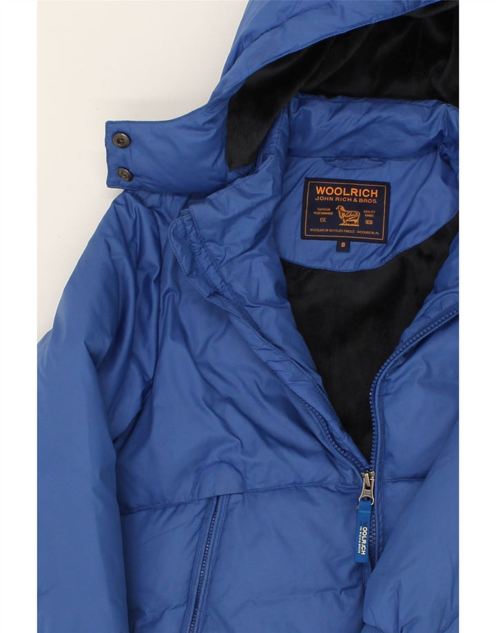 WOOLRICH Boys Hooded Padded Jacket 7-8 Years Blue Polyester Vintage Woolrich and Second-Hand Woolrich from Messina Hembry 