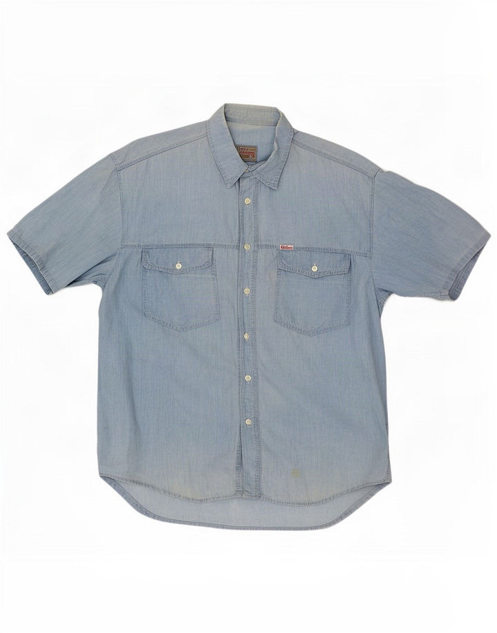 Roy Rogers Herren-Kurzarmhemd, groß, blau