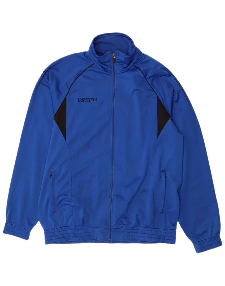 KAPPA Herren-Trainingsanzug-Oberteil, XL, blaues Farbblock-Polyester