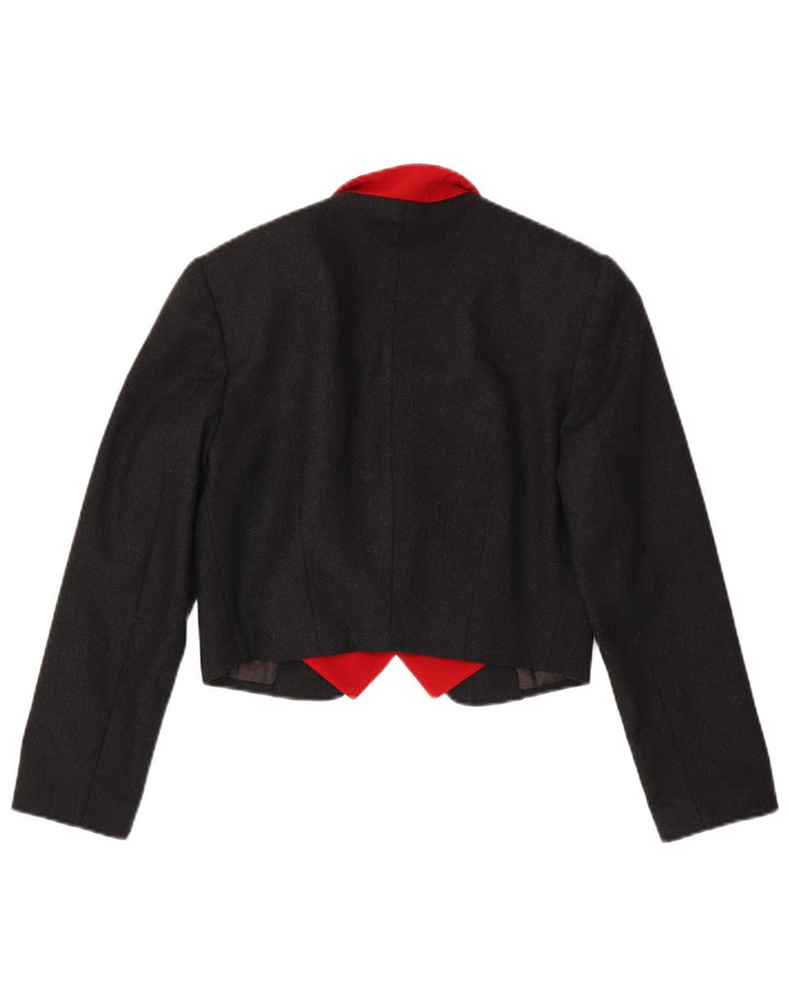 Aria Damen Crop Zweireiher Blazer Jacke UK 10 Small Grau
