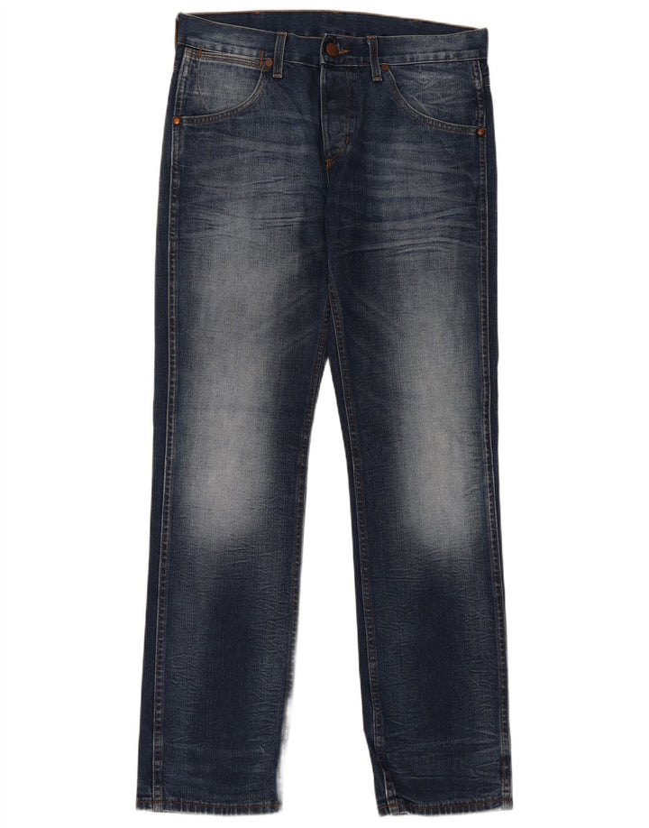 WRANGLER Herren-Crank-Straight-Jeans, W33, L34, blaue Baumwolle